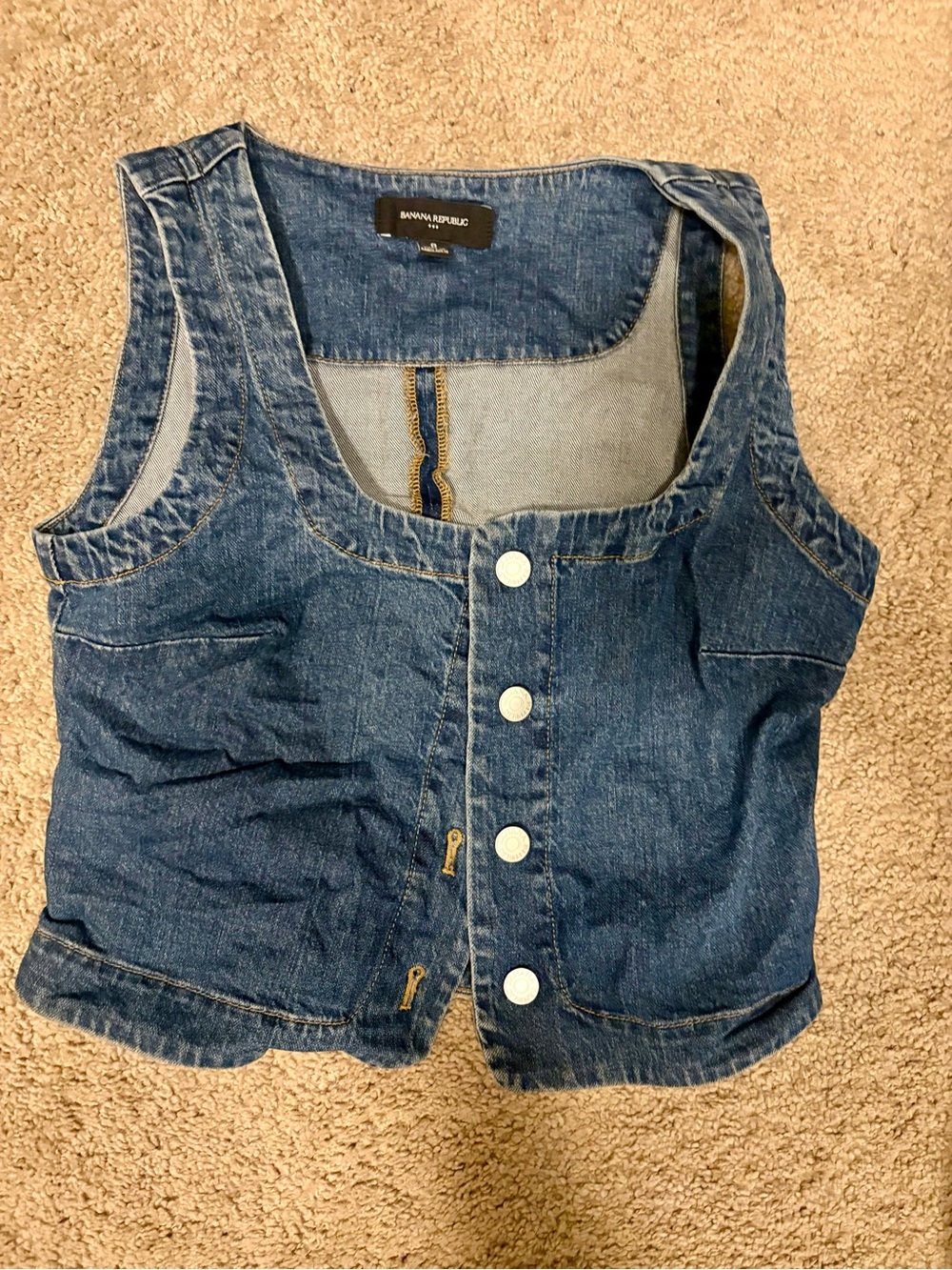 Banana Republic Blue Denim Button Vest
